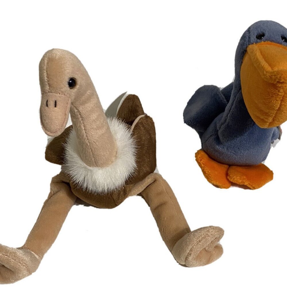 Retired Vintage Ty Beanie Babies Set  Stretch  And Scoop  Dated 1996 & 1997